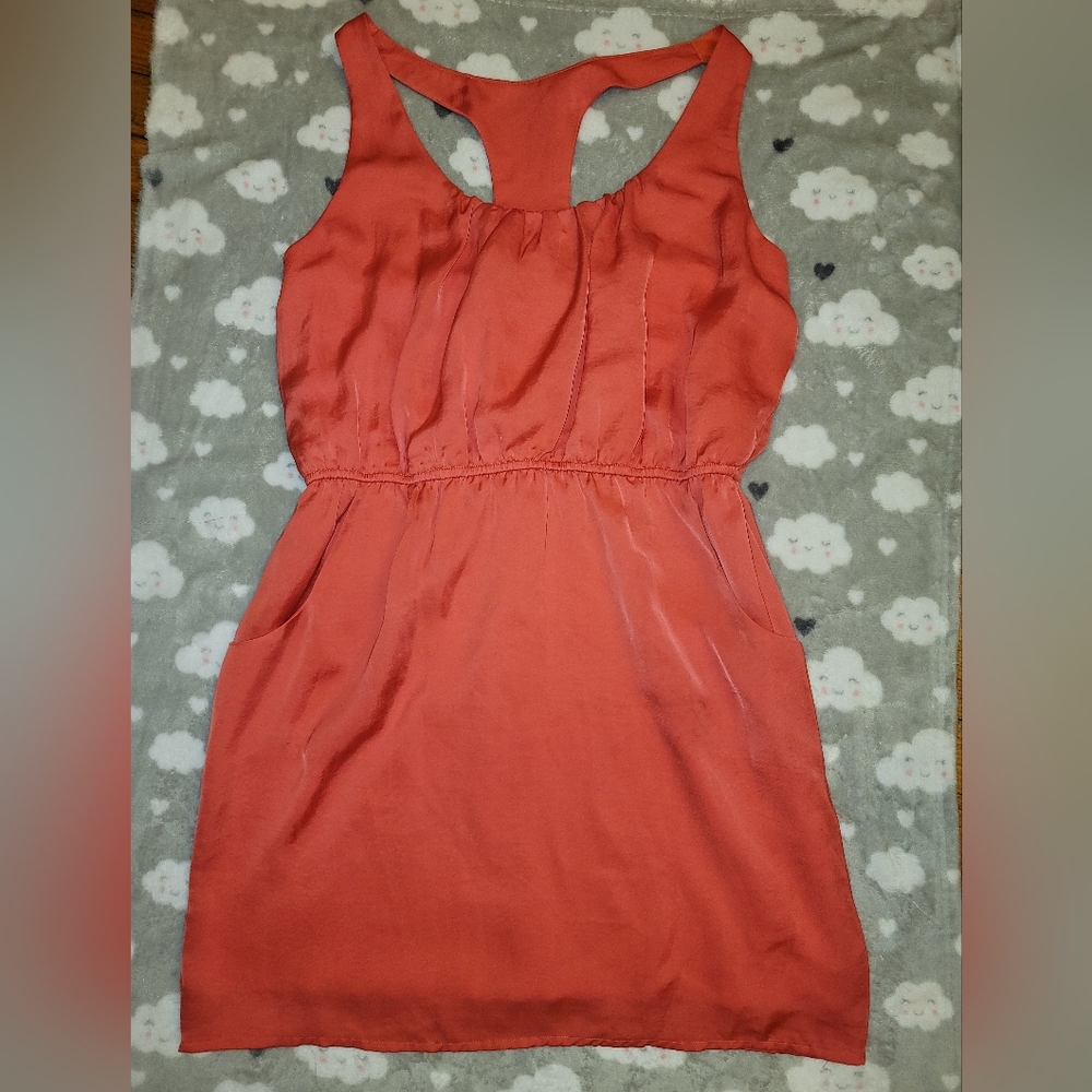 City Triangles coral racer back dress w/ pockets polyester dress womens size L